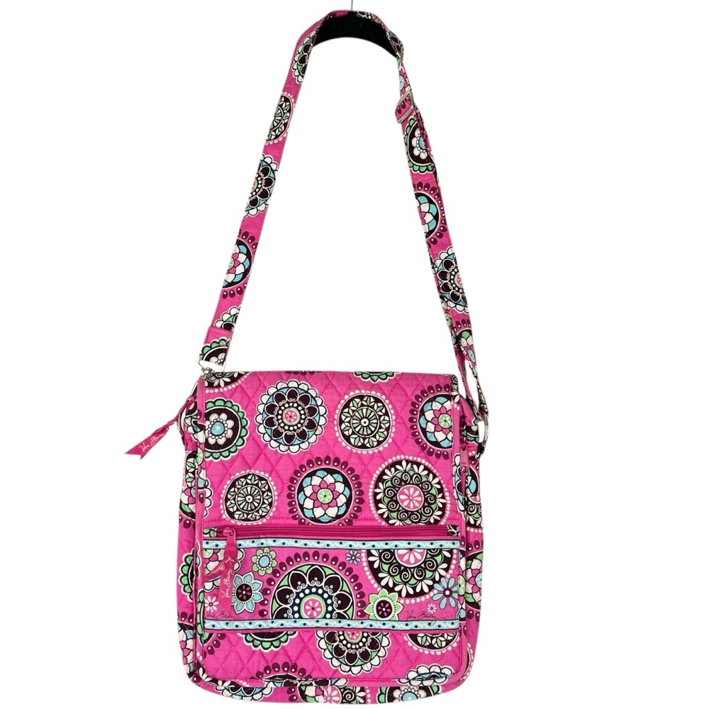 Vera Bradley Pink MAILBAG CROSSBODY Shoulder Messenger Retired CUPCAKES 12”x12”